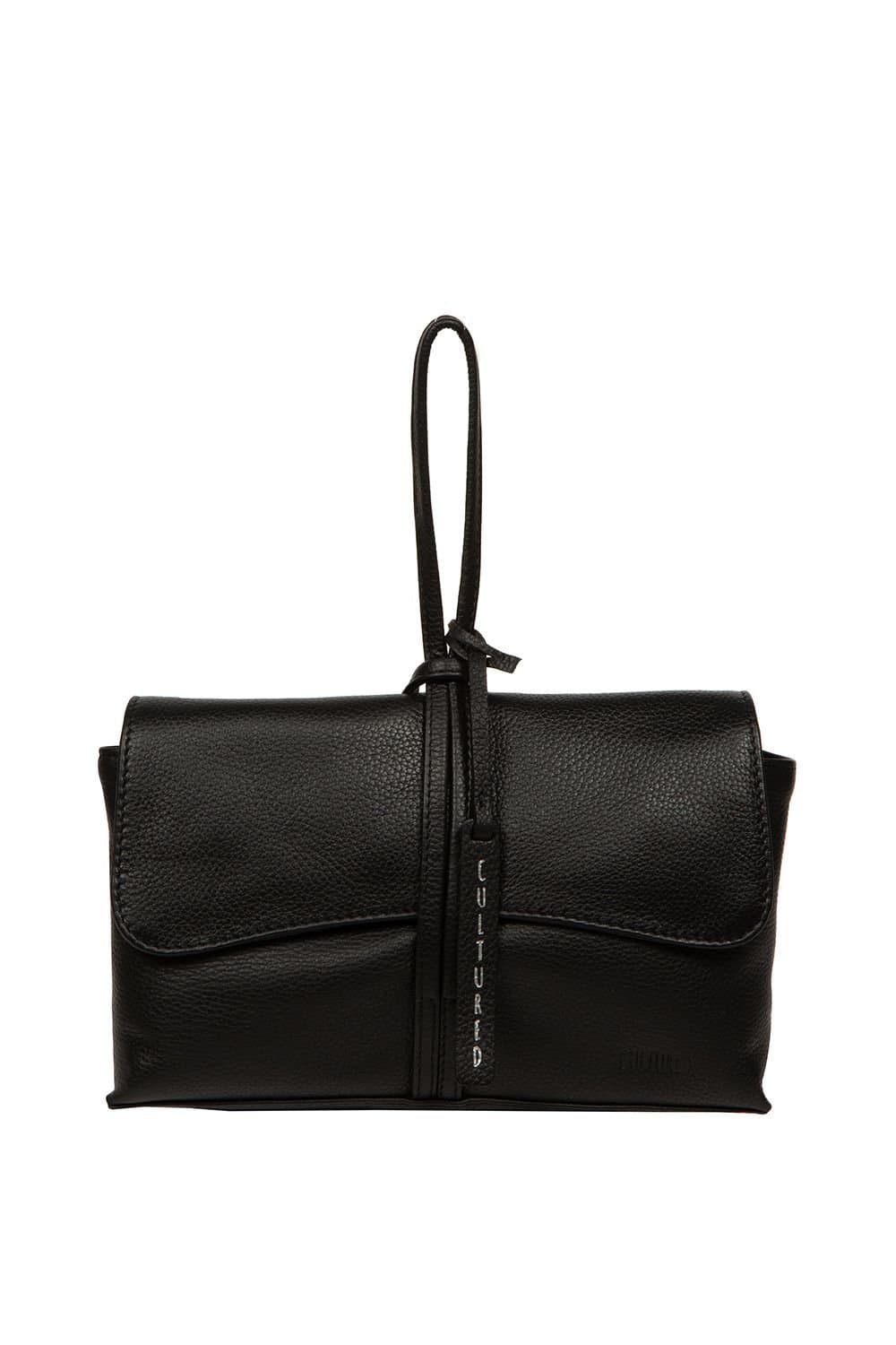 Cultured London Cultured London Women's 'Nerissa' Leather Mini Clutch Bag in Black