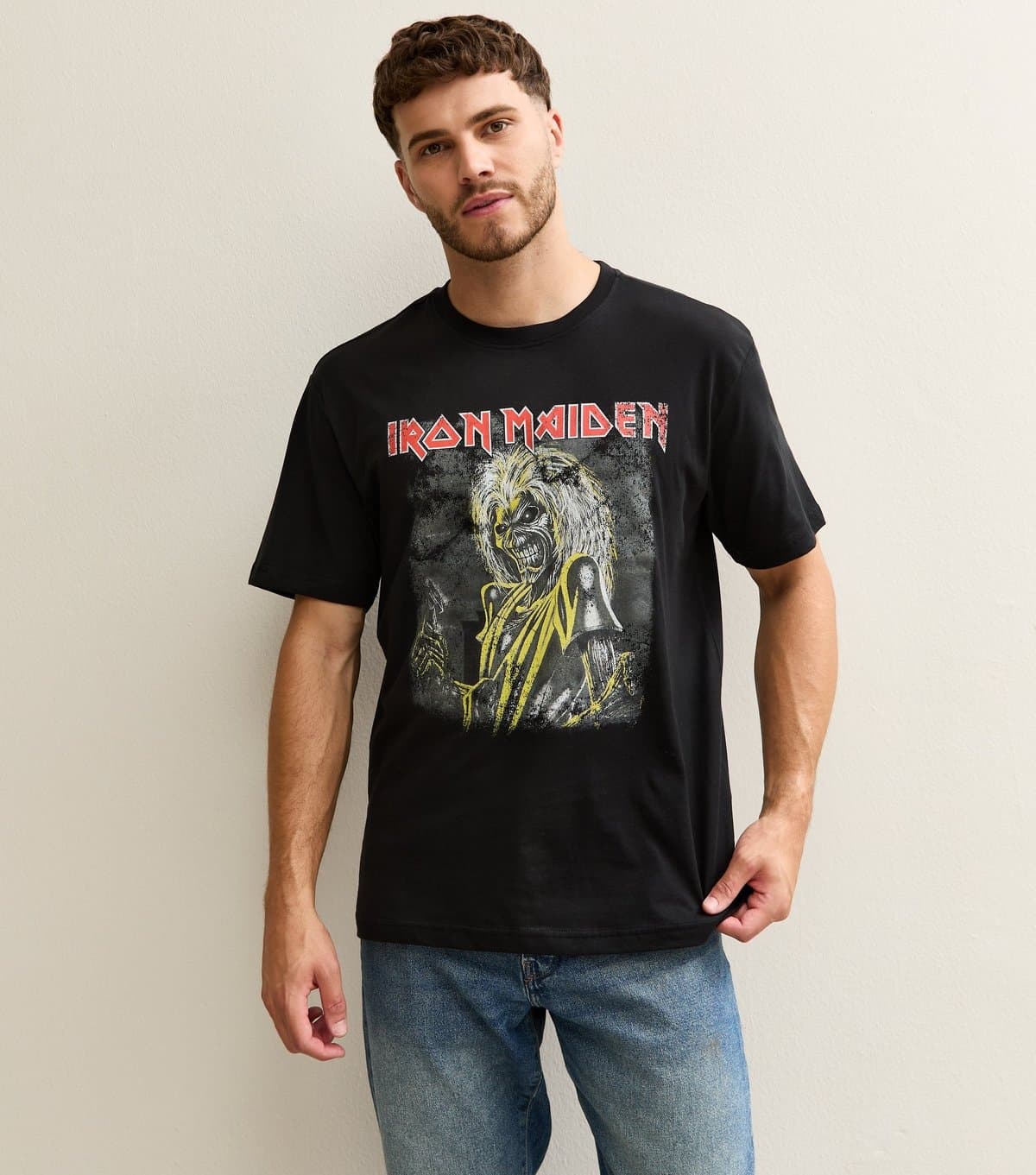 Only and Sons Men's Black Cotton Iron Maiden Print T-Shirt Only and Sons New Look