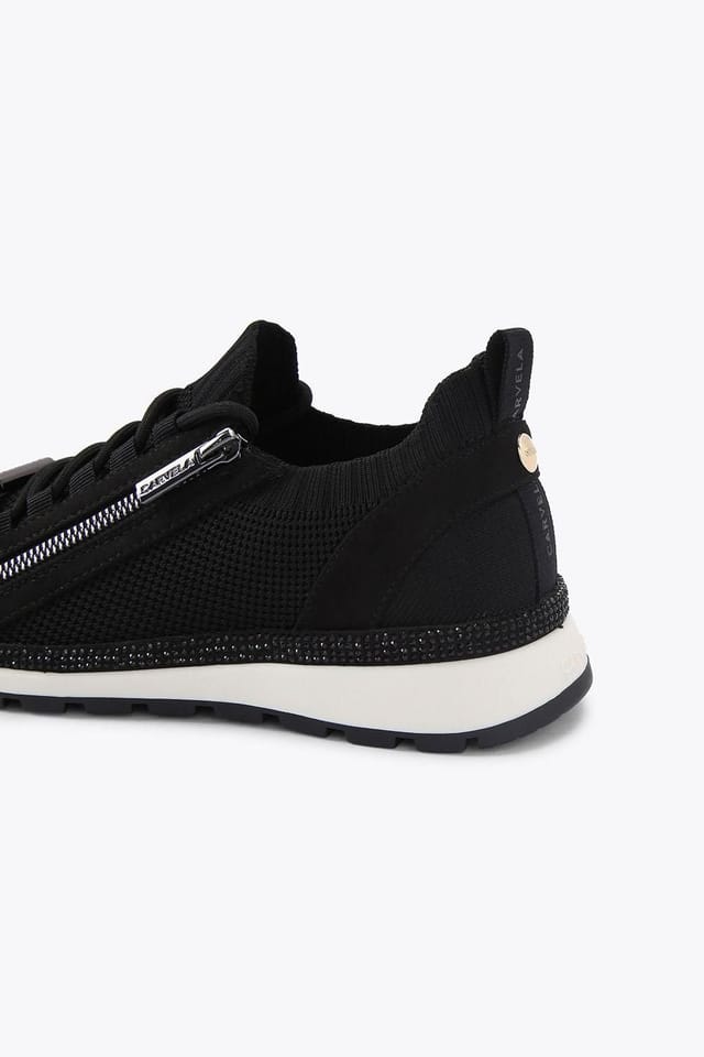 Carvela Carvela Women's 'Pace Zip Knit' Fabric Trainers in Black - 3