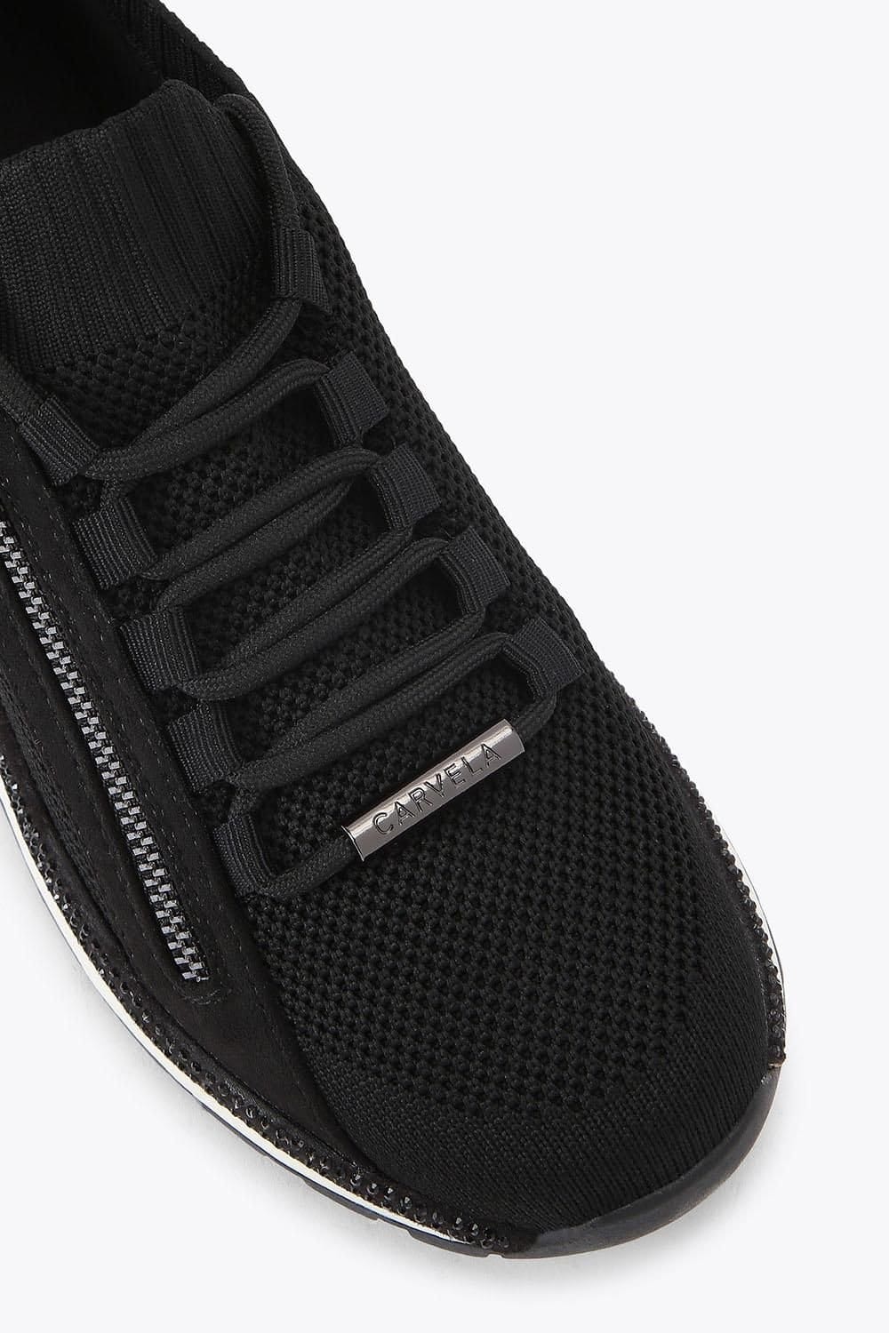 Carvela Carvela Women's 'Pace Zip Knit' Fabric Trainers in Black - 4