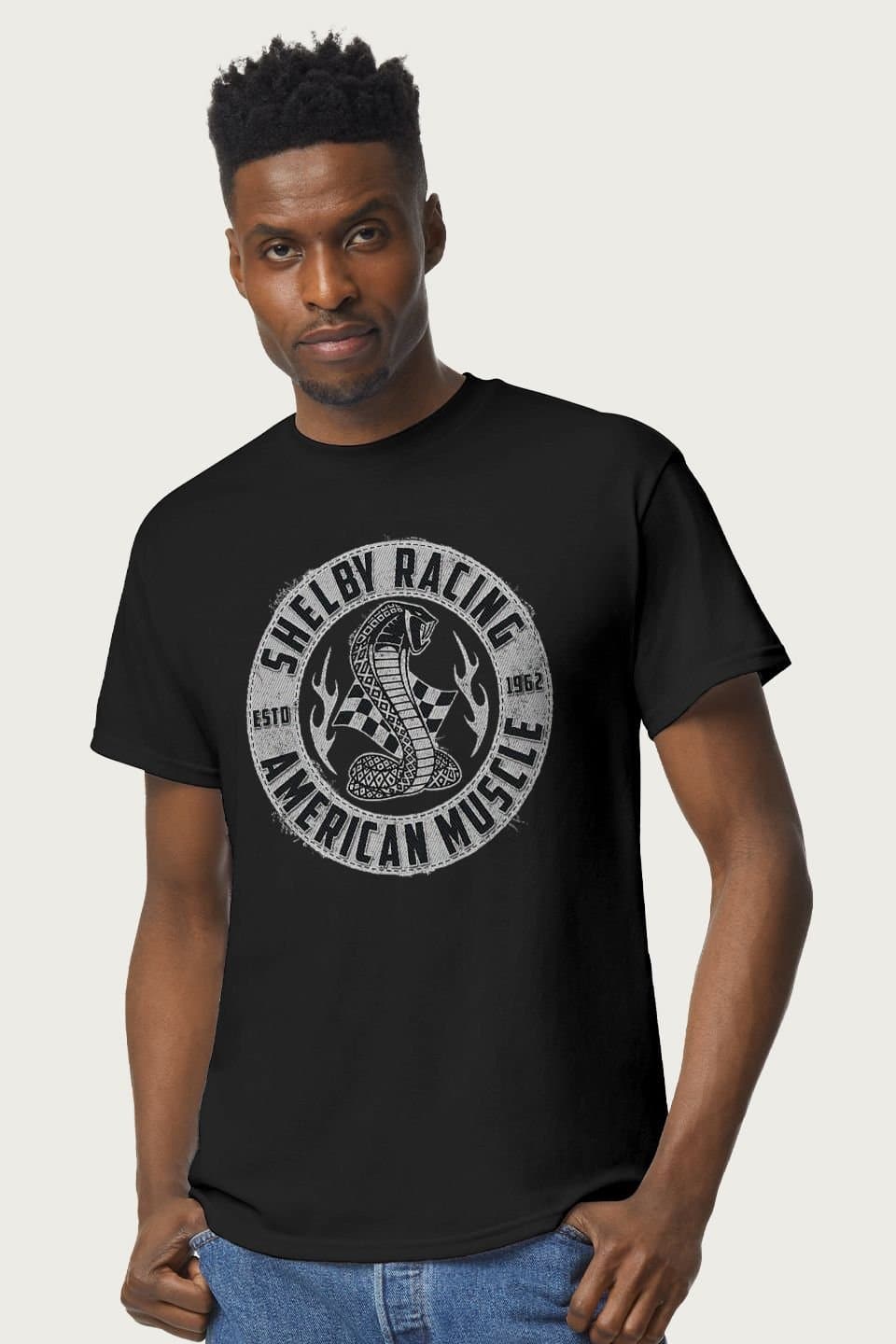 Shelby Shelby Men's Racing American Muscle Logo T-Shirt in Black