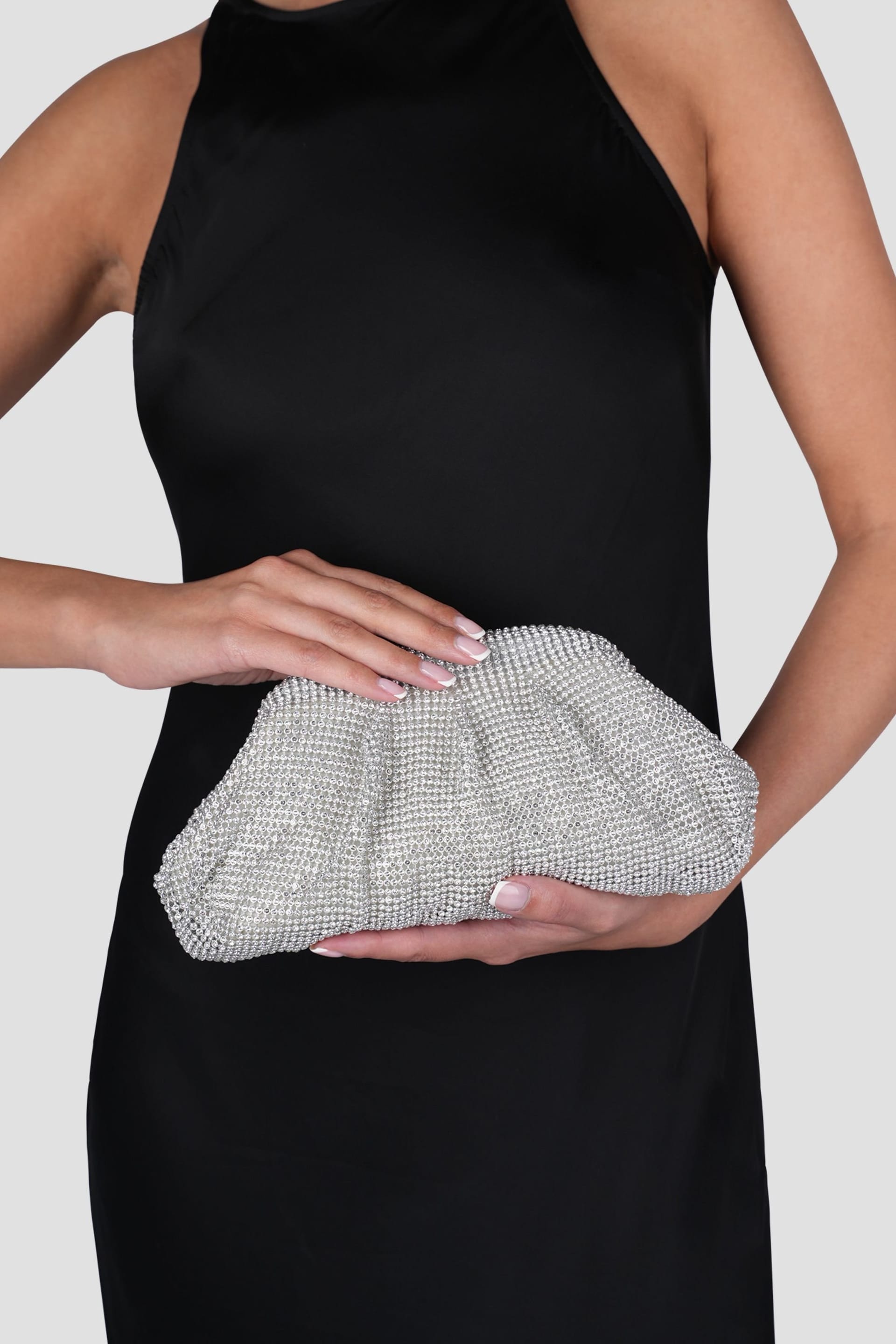 Paradox London Paradox London Women's Dianne Diamante Clutch Bag in Silver - 4