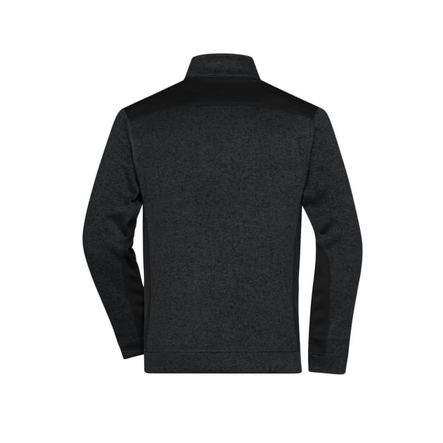 James and Nicholson James and Nicholson Men's Strong Knitted Work Fleece Jacket in Black - 2