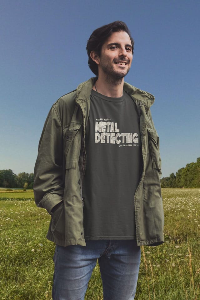 Bad Zebedee Bad Zebedee Men's Ask Me About Metal Detecting T-Shirt in Dark Grey - 2