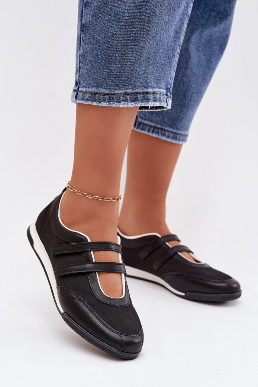 Love Lace Love Lace Black Sporty Ballet Flats with Two Straps