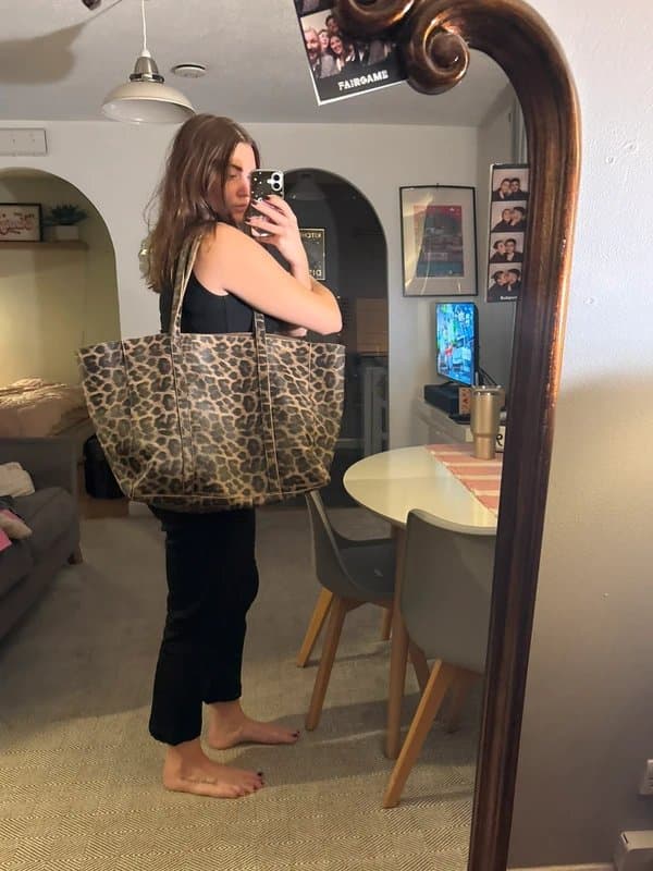 ASOS ASOS faux leather leopard tote bag