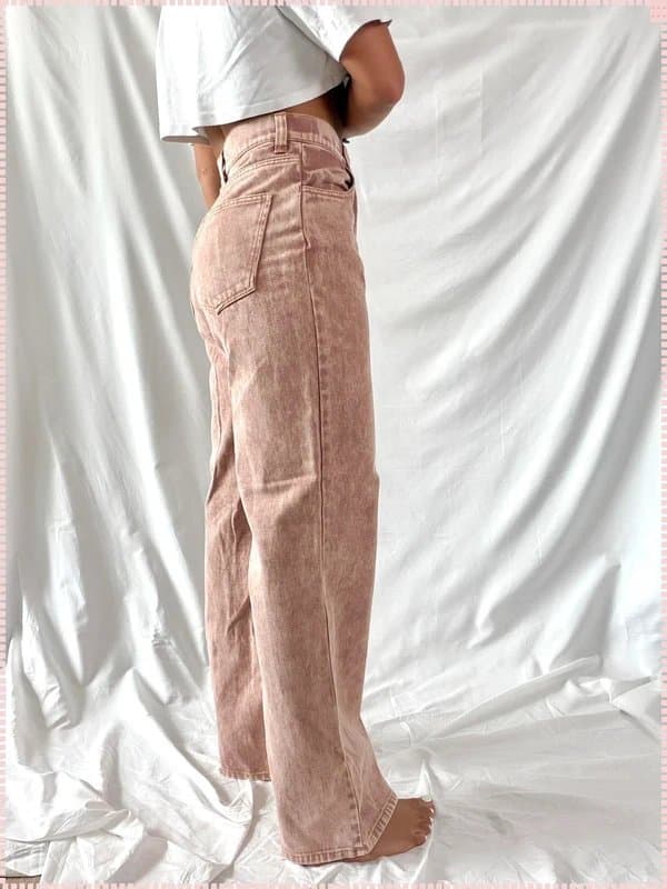 Deus Ex Machina Deus Ex Machina pink acid wash wide leg jeans UK 8