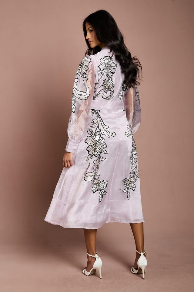 Coast Coast Women's Petite Placement Embroidered Long Sleeve Midi Dress in Blush - 3