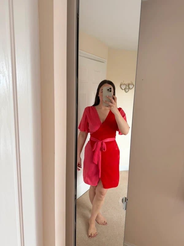 Never Fully Dressed Never Fully Dressed Pink and Red wrap dress