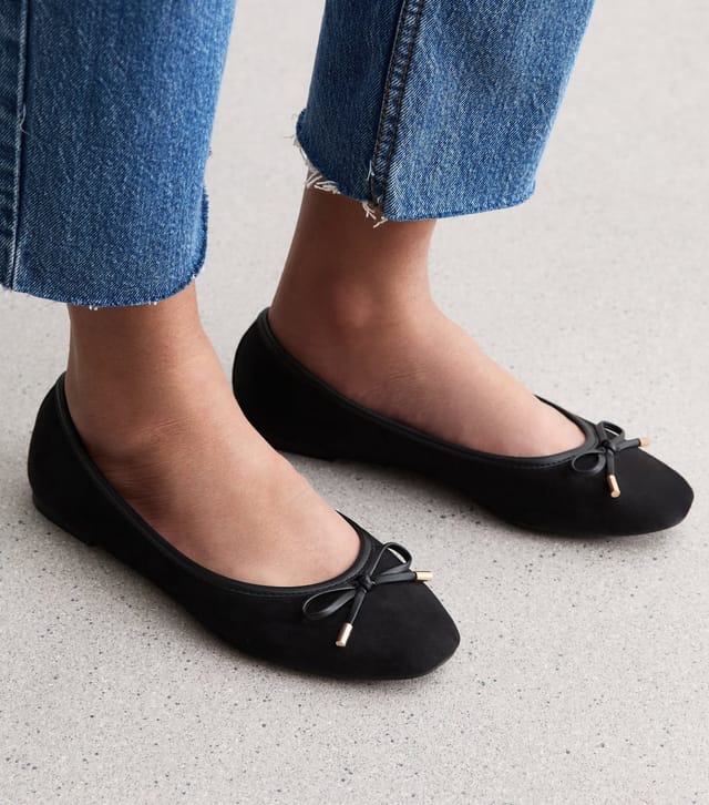 New Look Women's Black Suedette Ballet Flats New Look - 2