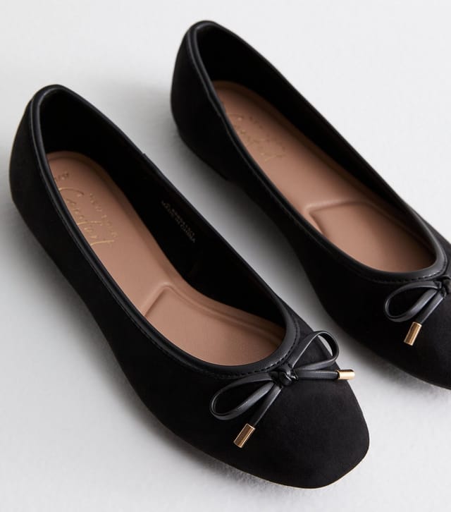 New Look Women's Black Suedette Ballet Flats New Look - 3