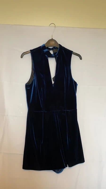 Topshop Navy velvet topshop playsuit