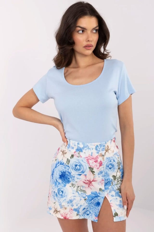 Love Lace Love Lace Women's Cotton Elastane Casual Round Neck T-Shirt in Blue - 2