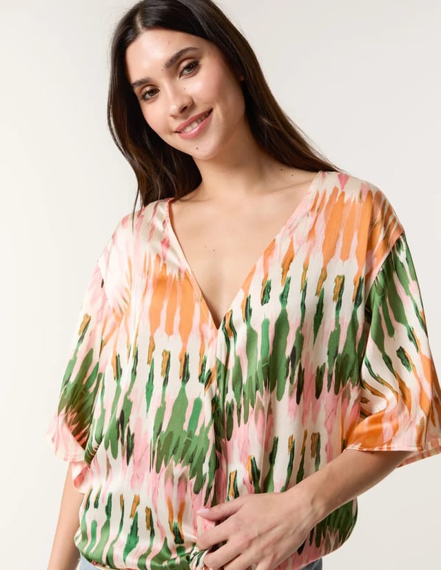 Blue Vanilla Satin Tie Front Blouse - 3