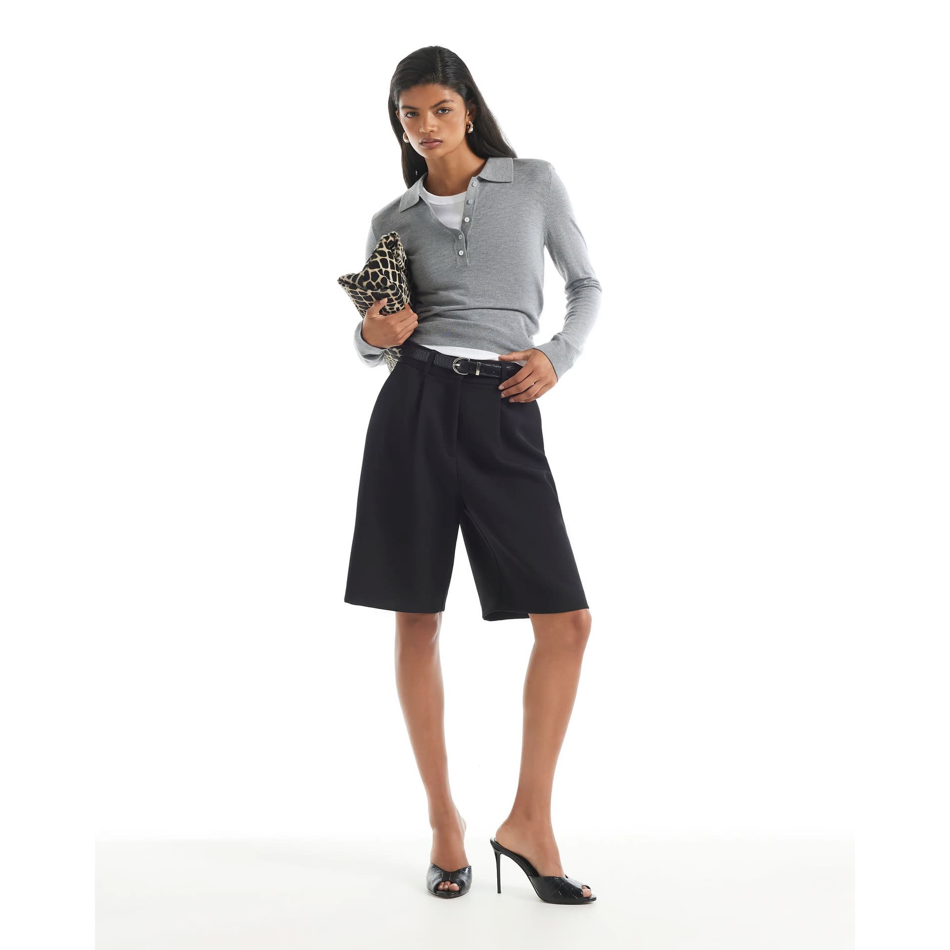 River Island River Island Womens Black Longer Length Bermuda Shorts
