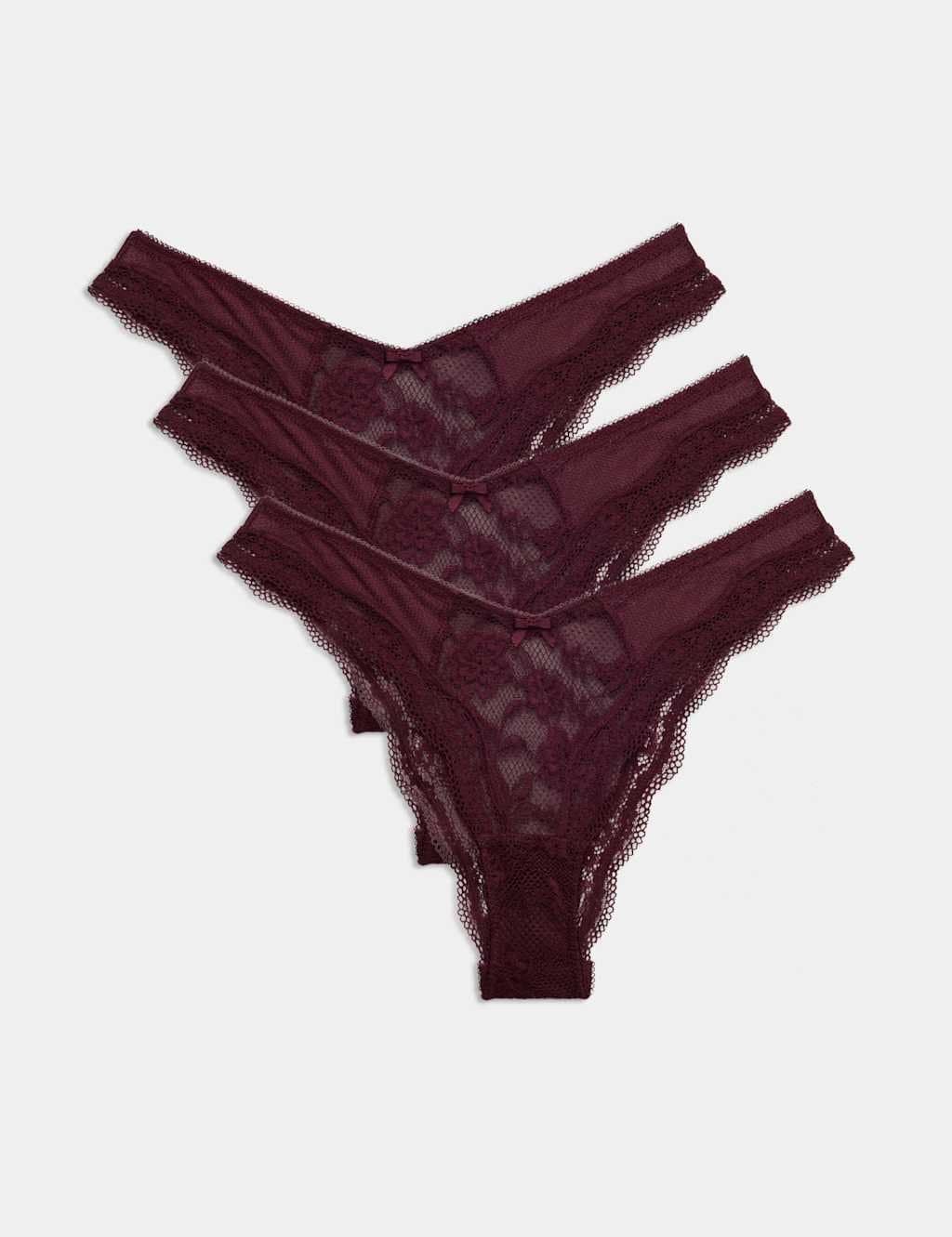 Marks & Spencer M&S 3pk Jasmine Lace Miami Knickers Dark Wine