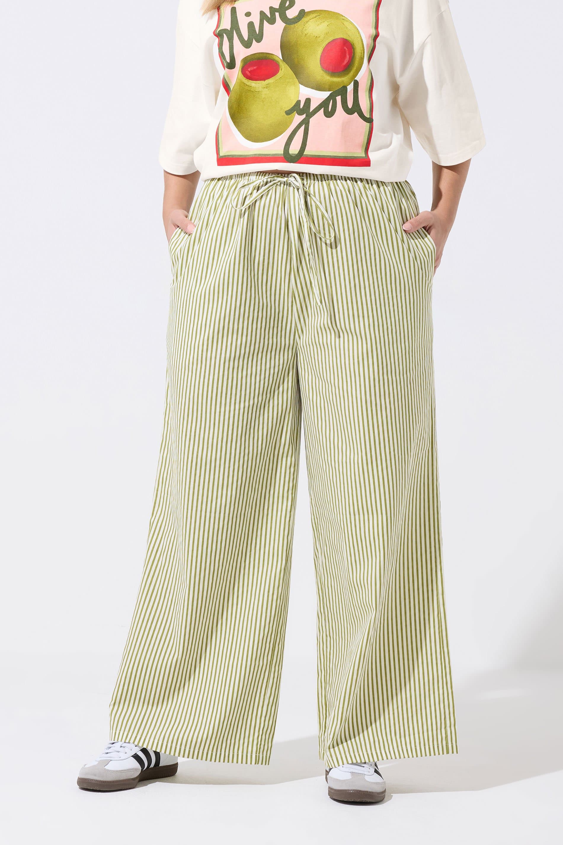 Limited Collection Plus Size Green Stripe Trousers