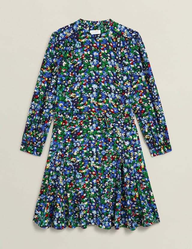 Hobbs London Hobbs London Women's Isadora Long Sleeve Printed Mini Dress in Navy - 2