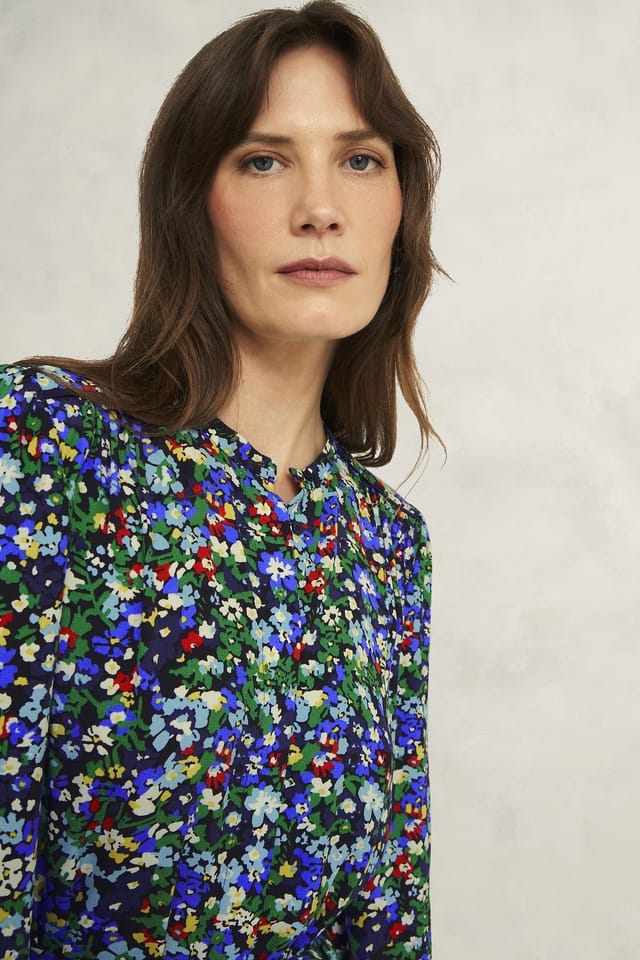 Hobbs London Hobbs London Women's Isadora Long Sleeve Printed Mini Dress in Navy - 3