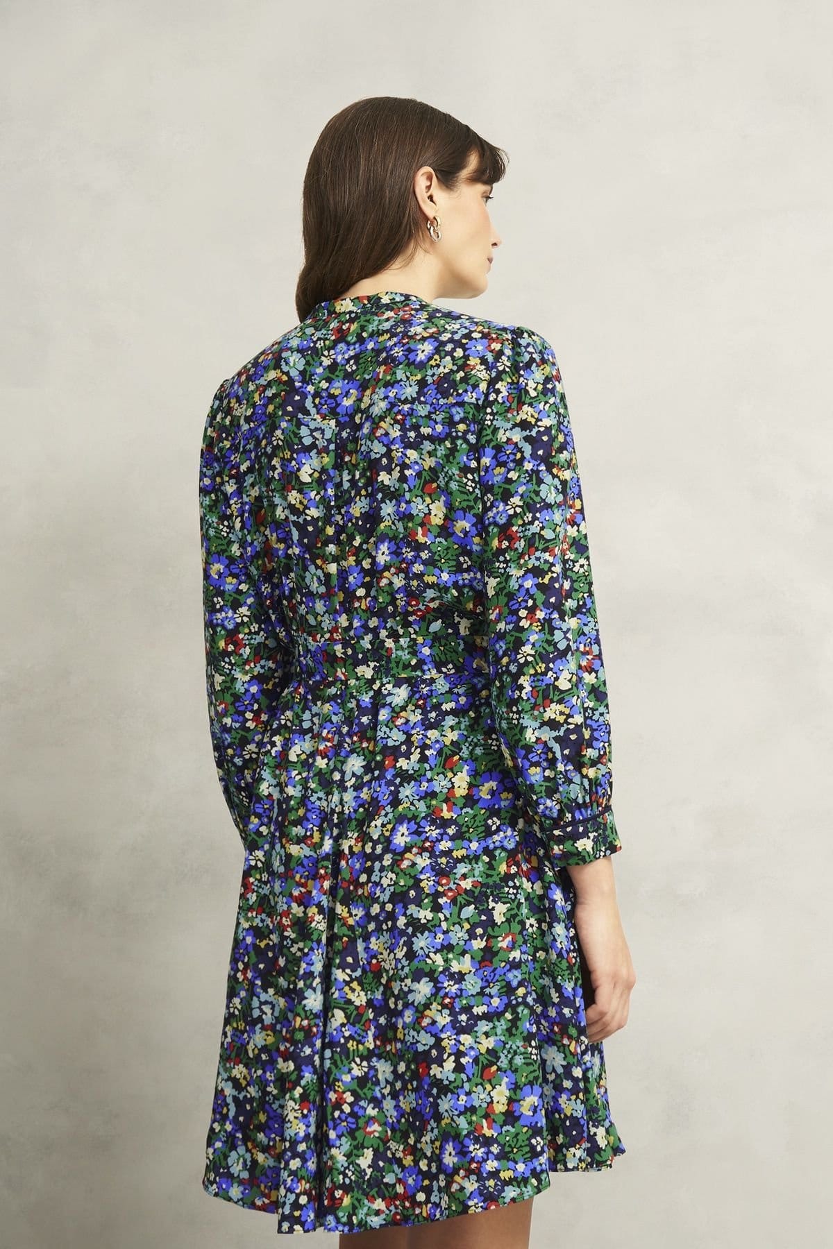 Hobbs London Hobbs London Women's Isadora Long Sleeve Printed Mini Dress in Navy - 4