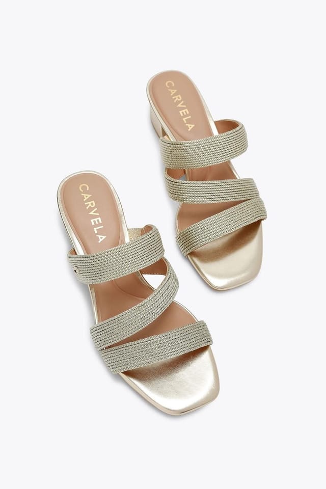 Carvela Carvela Women's 'Gala Block Mule' Fabric Heels in Gold - 2