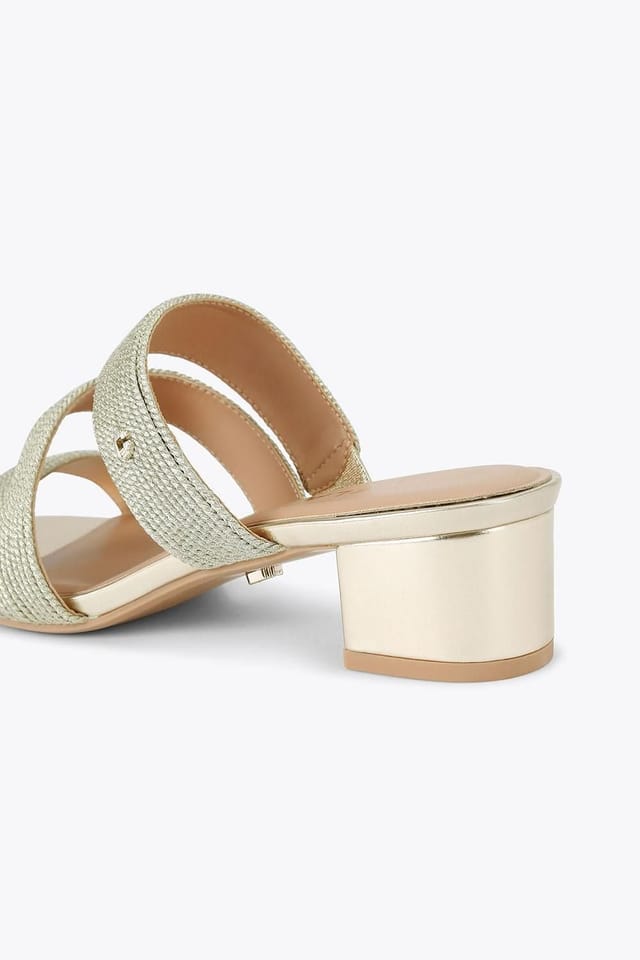 Carvela Carvela Women's 'Gala Block Mule' Fabric Heels in Gold - 3