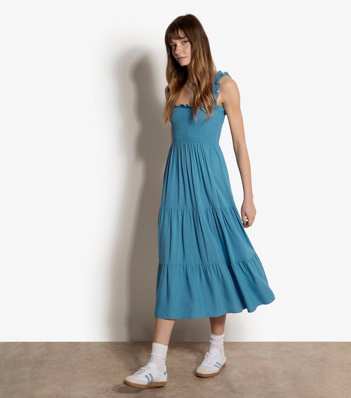 Apricot Women's Light Blue Tiered Smock Midi Dress Apricot New Look