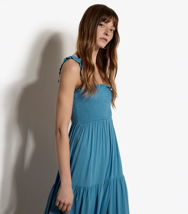 Apricot Women's Light Blue Tiered Smock Midi Dress Apricot New Look - 2