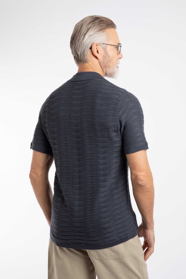 Weird Fish Weird Fish Men's Tod Short Sleeve Knitted Shirt in Navy - 3