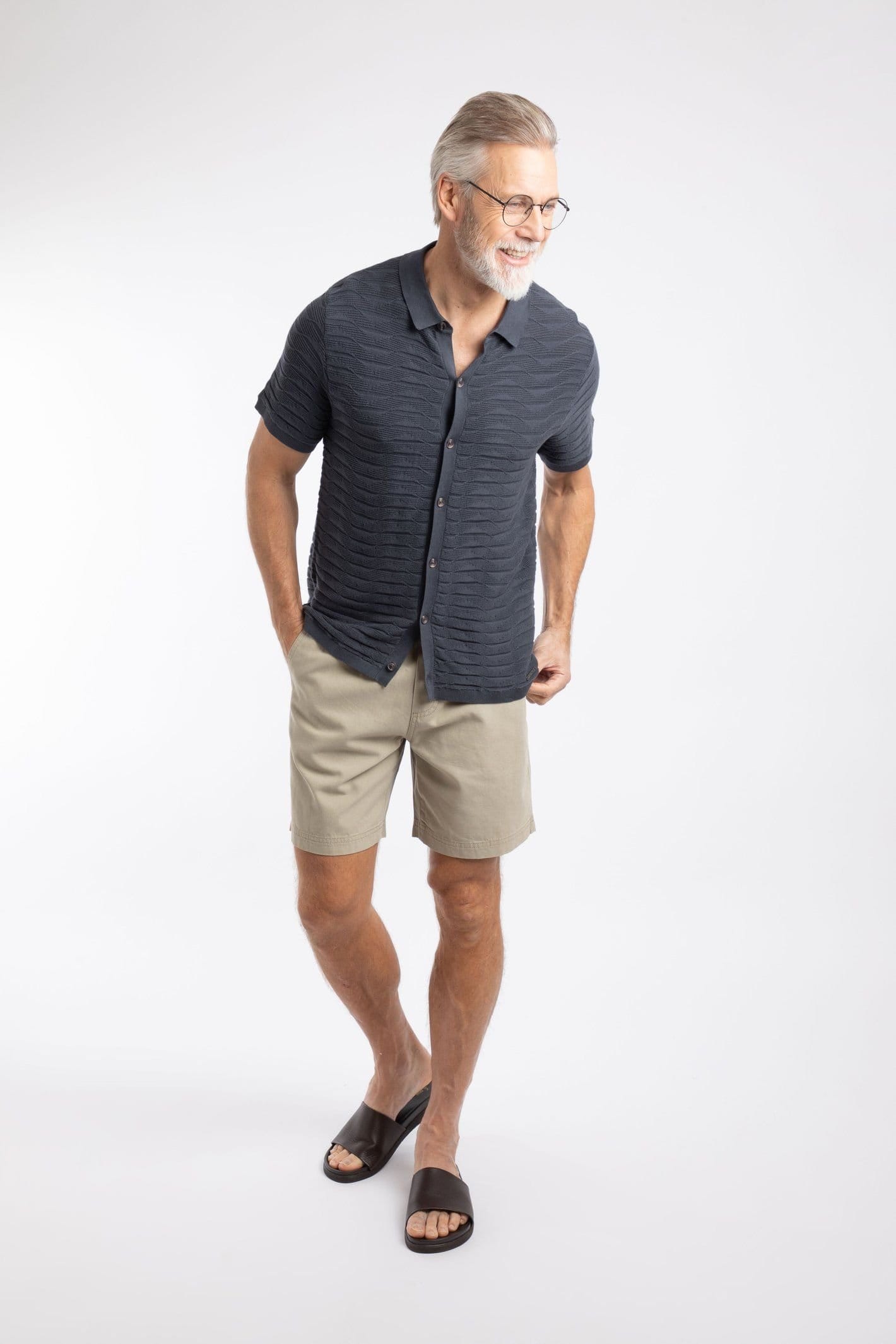Weird Fish Weird Fish Men's Tod Short Sleeve Knitted Shirt in Navy - 4