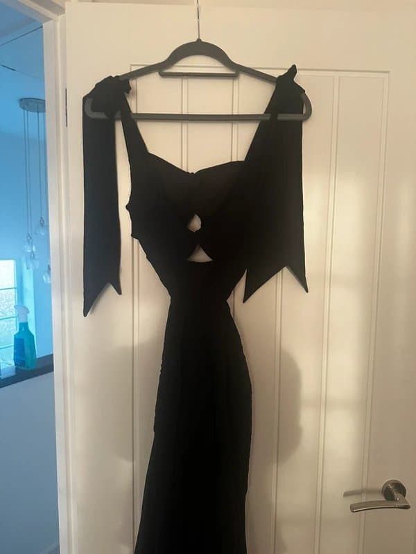 ASOS Asos luxe black chiffon cut out dress