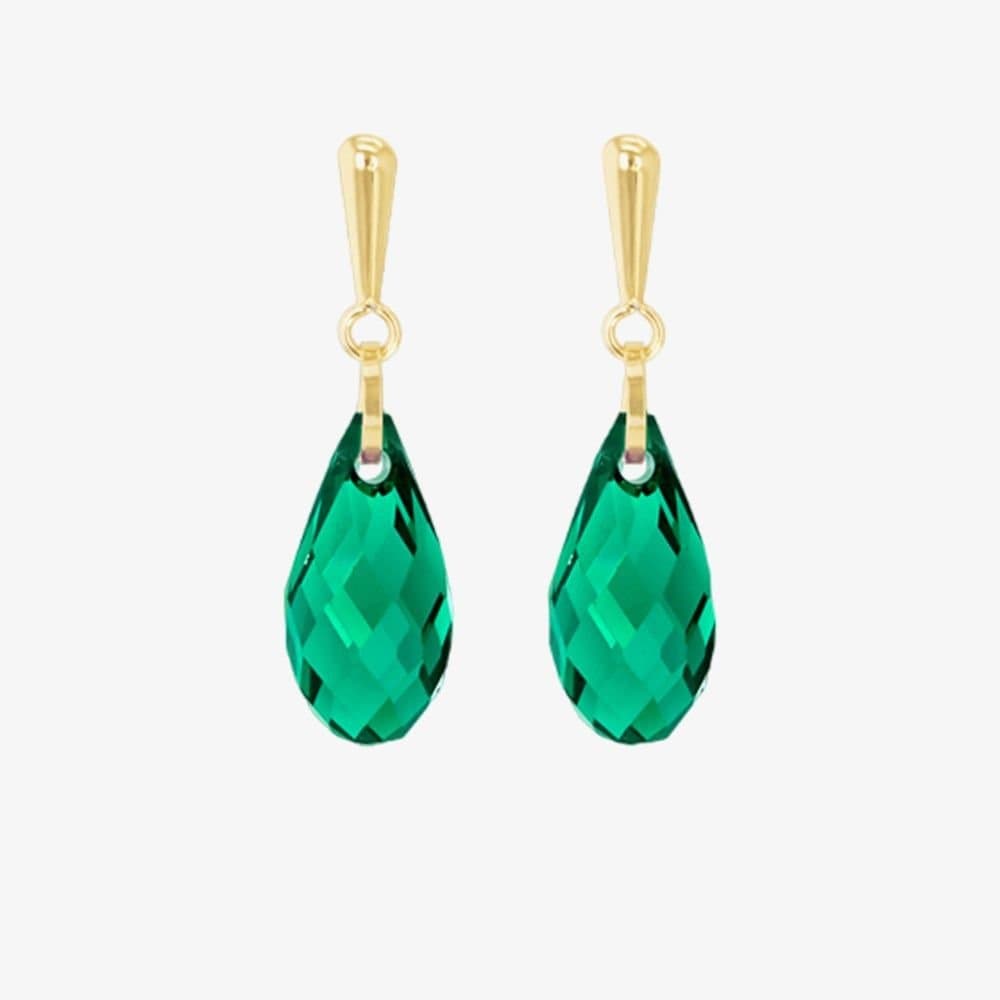 T.H.Baker T.H.Baker Gold Green Crystal Drop Earrings