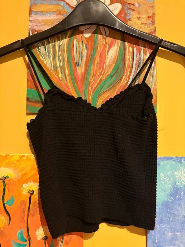 Bershka Bershka crop vest black top knit material