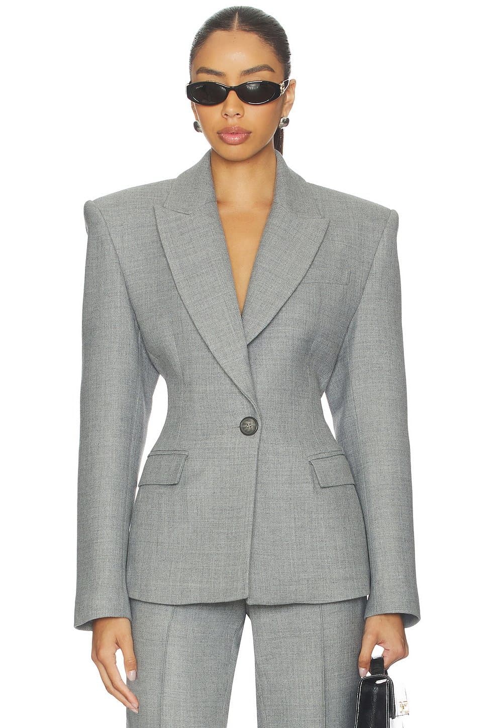 revolve Revolve Grey Wool Blazer by Alex Perry