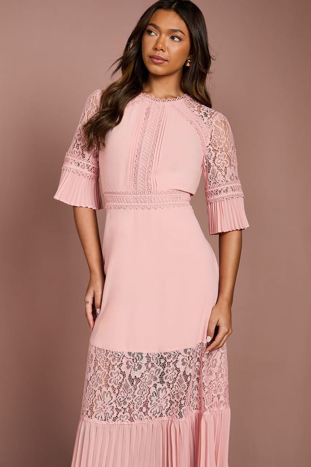 Coast Coast Women's Lace Insert Midi Dress in Blush - 2