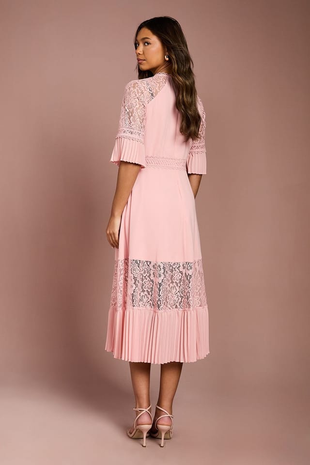 Coast Coast Women's Lace Insert Midi Dress in Blush - 3