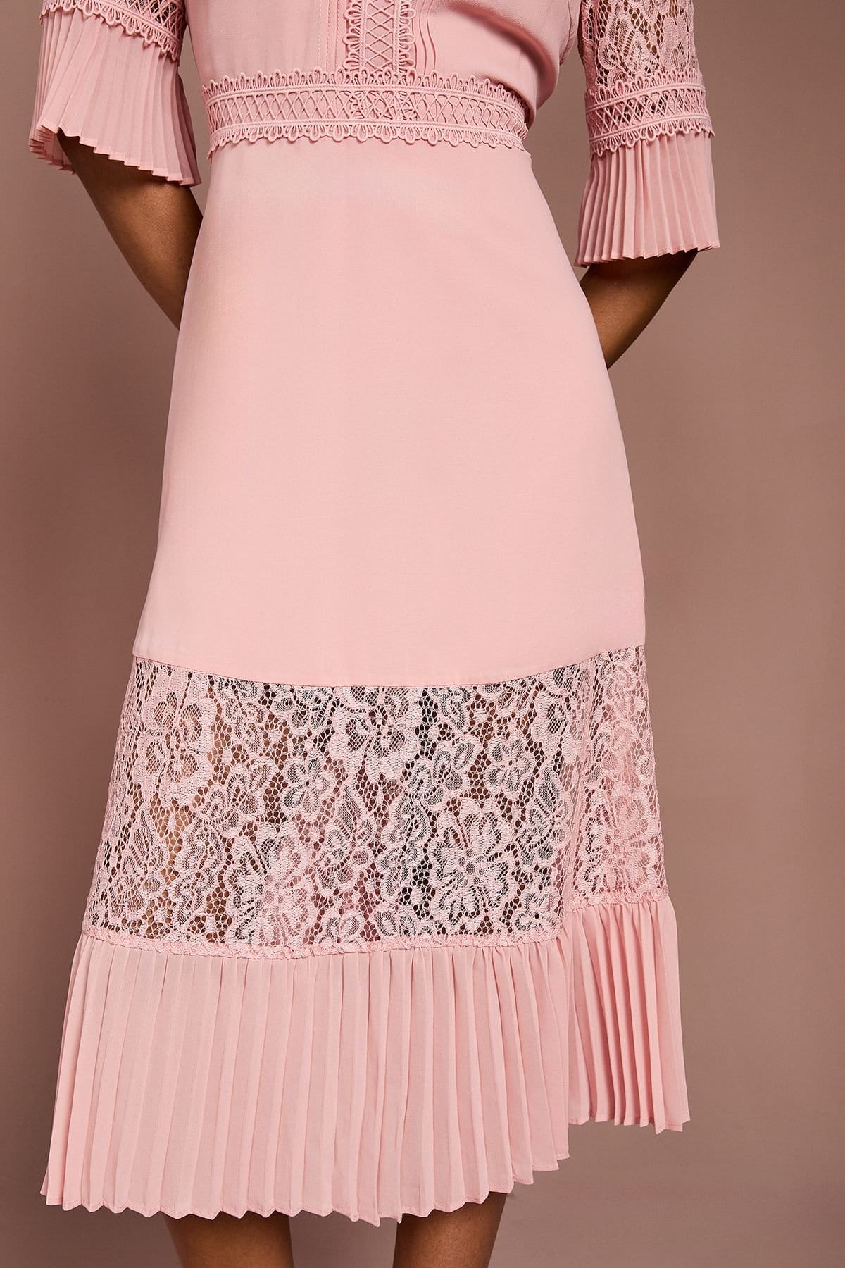 Coast Coast Women's Lace Insert Midi Dress in Blush - 4