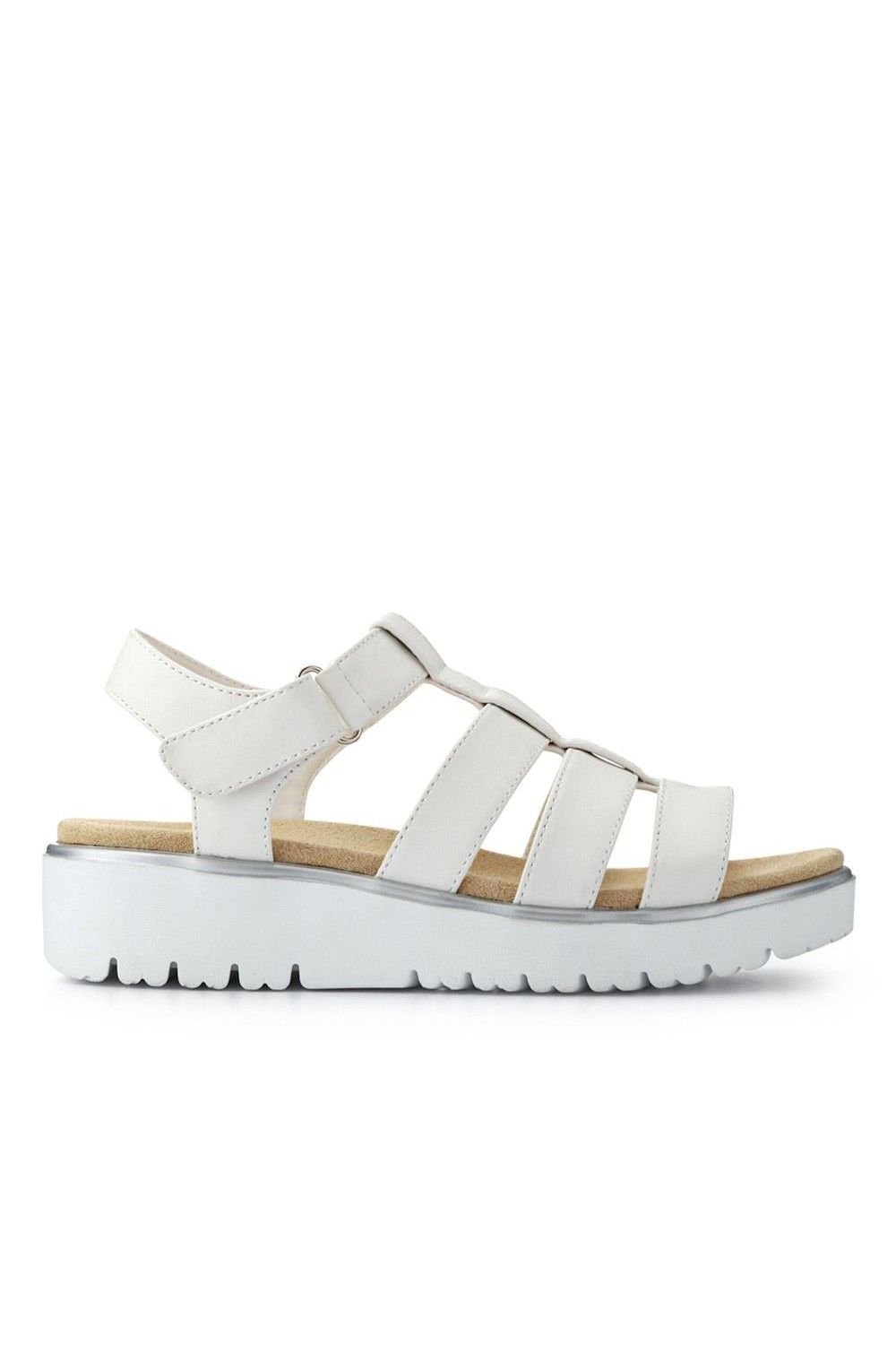 Pavers Pavers Women's Wide Fit Strappy Sandals in White - 2