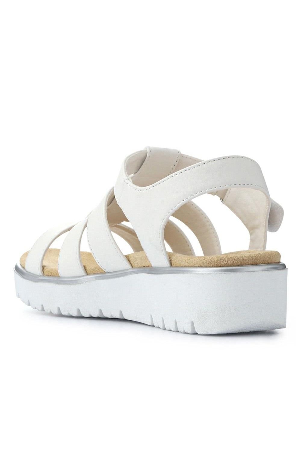 Pavers Pavers Women's Wide Fit Strappy Sandals in White - 3