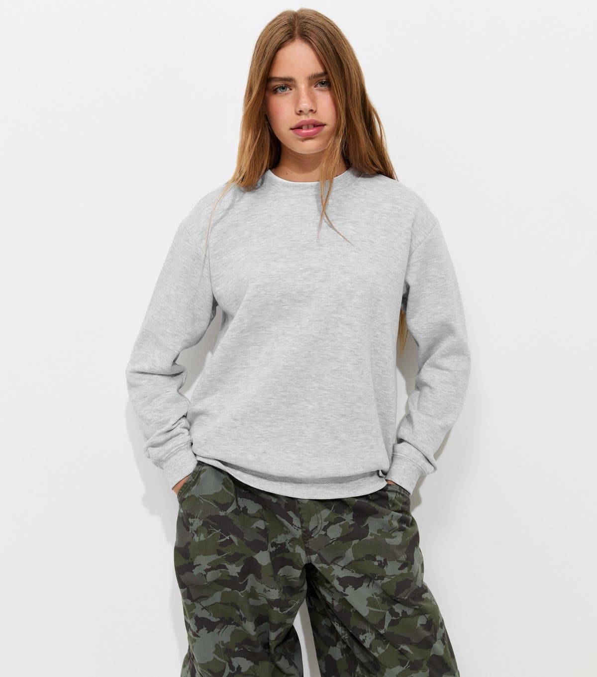 New Look Girls' Grey Cotton Rich Relaxed Sweatshirt New Look