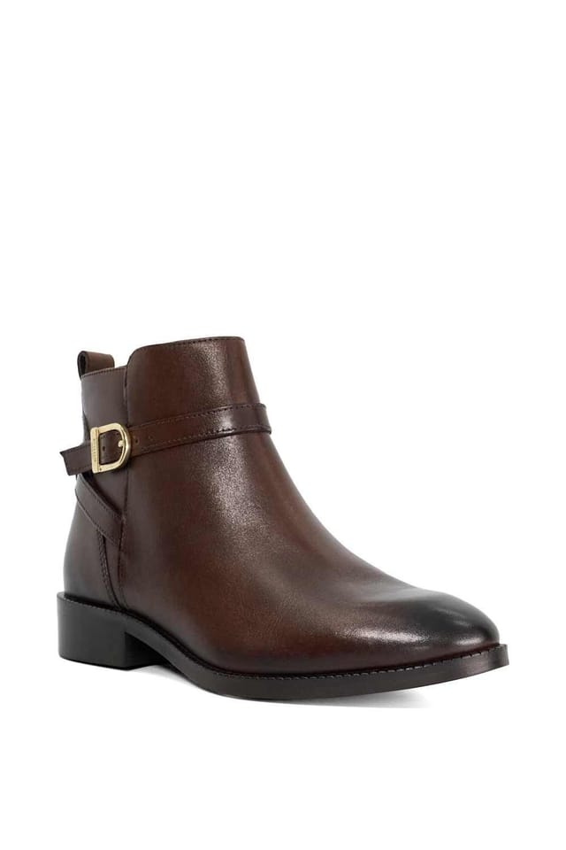 Dune London Dune London Women's Wide Fit 'Pemma' Leather Ankle Boots in Brown - 2