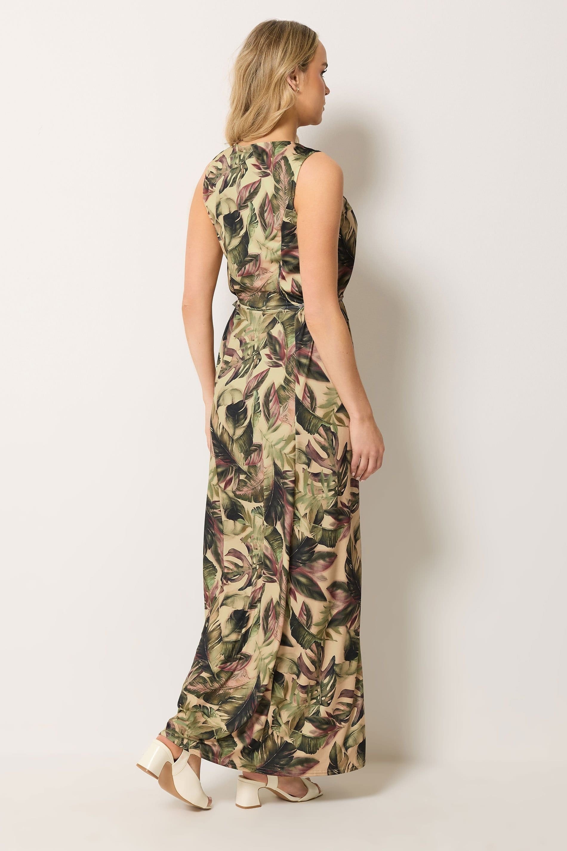 Long Tall Sally Long Tall Sally Women's Tall Tropical Tie Waist Maxi Dress in Green - 4