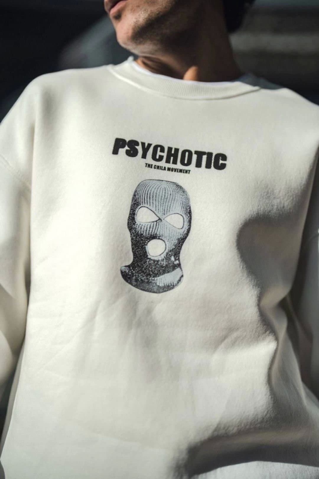 Janes Janes Men's Crew Neck Long Sleeve Back Printed Sweatshirt in White
