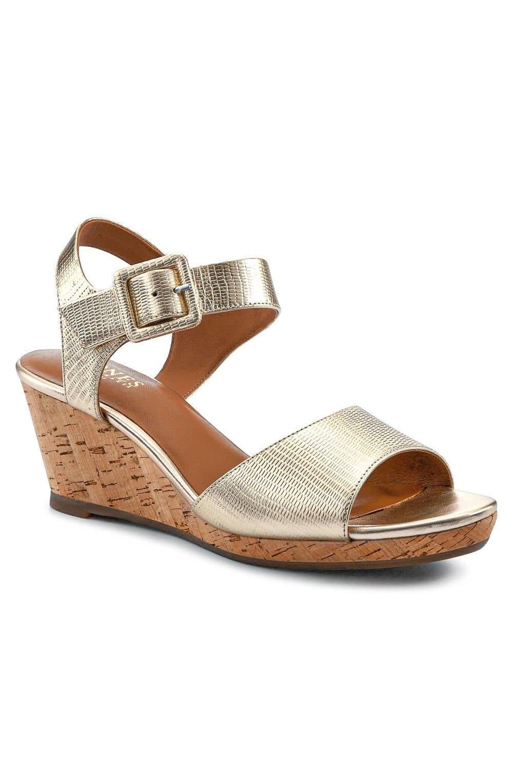 Jones Bootmaker Jones Bootmaker Women's Grazina Leather Wedges in Gold