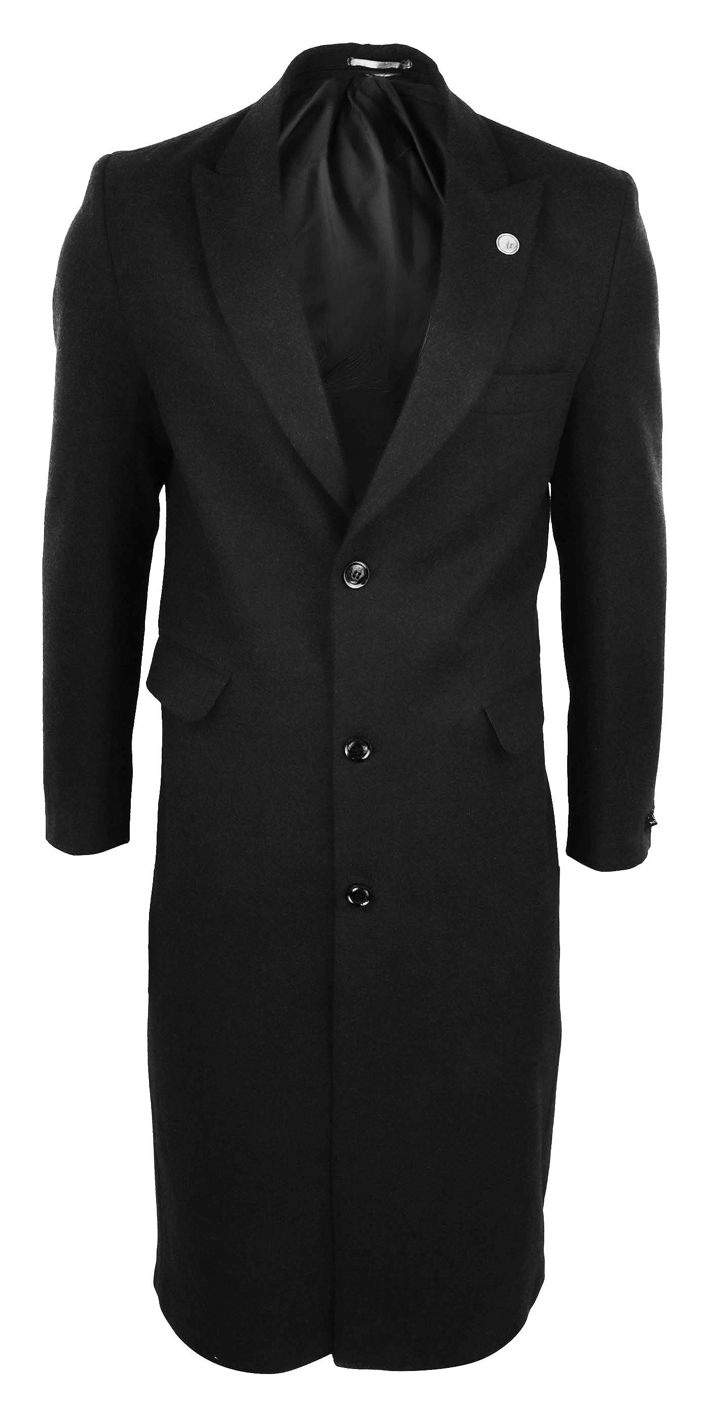 TruClothing TruClothing Men's Full Length Overcoat Wool Mix in Charcoal - 4