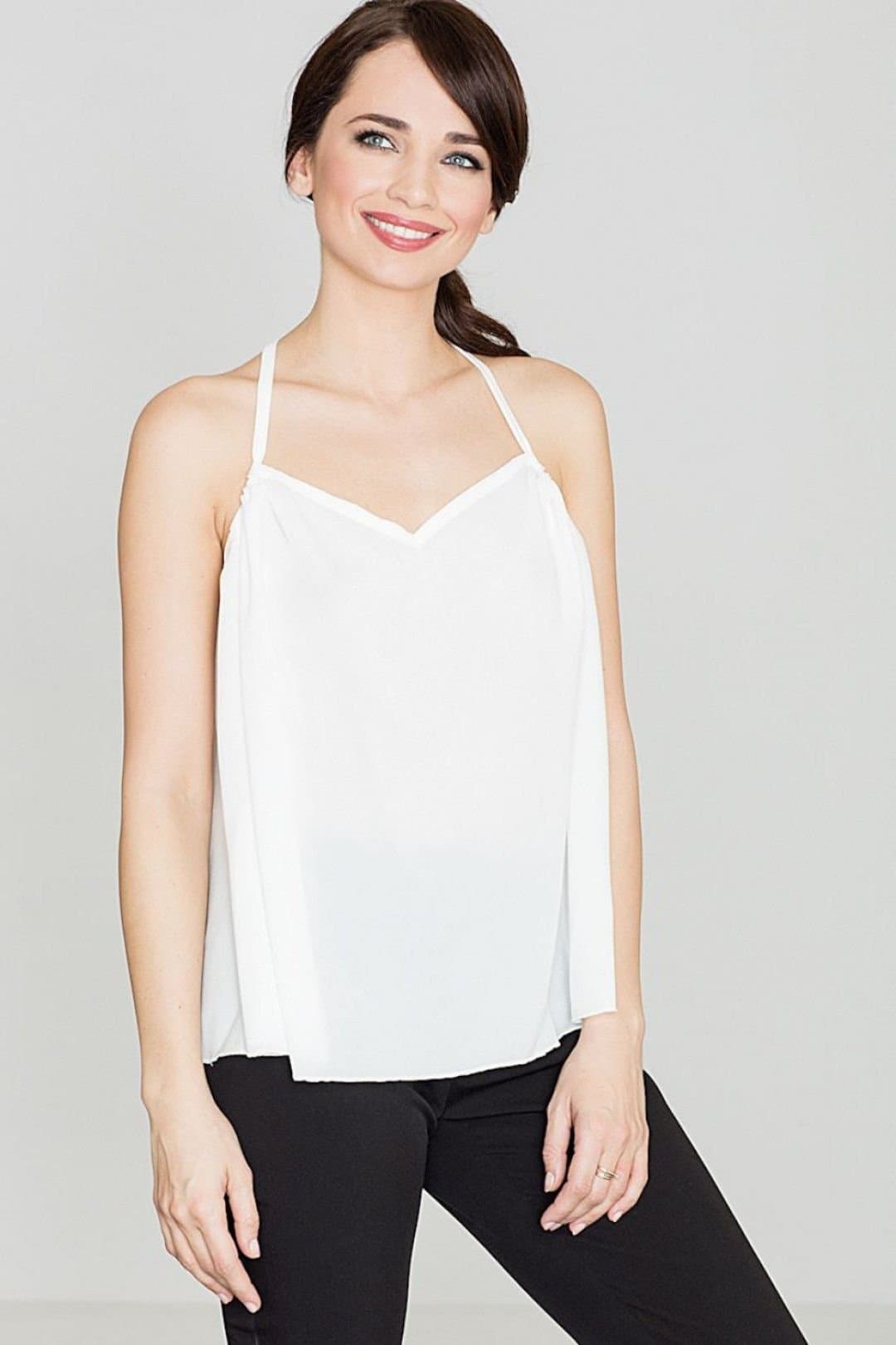 Love Lace Love Lace Women's Summer Loose Fit Back Frill Blouse in White