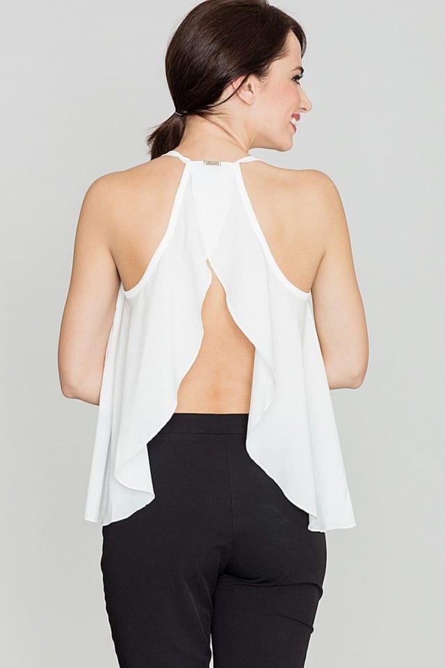Love Lace Love Lace Women's Summer Loose Fit Back Frill Blouse in White - 2