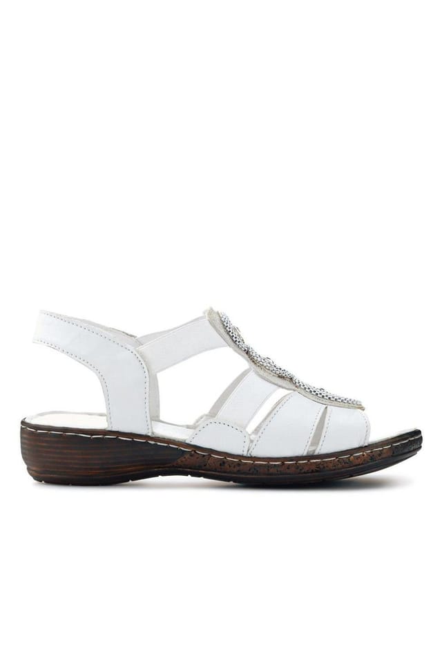 Pavers Pavers Women's Leather Elasticated Sandals in White - 2