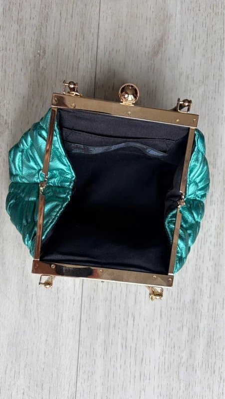 ASOS Design ASOS Design - turquoise metallic top handle clutch bag