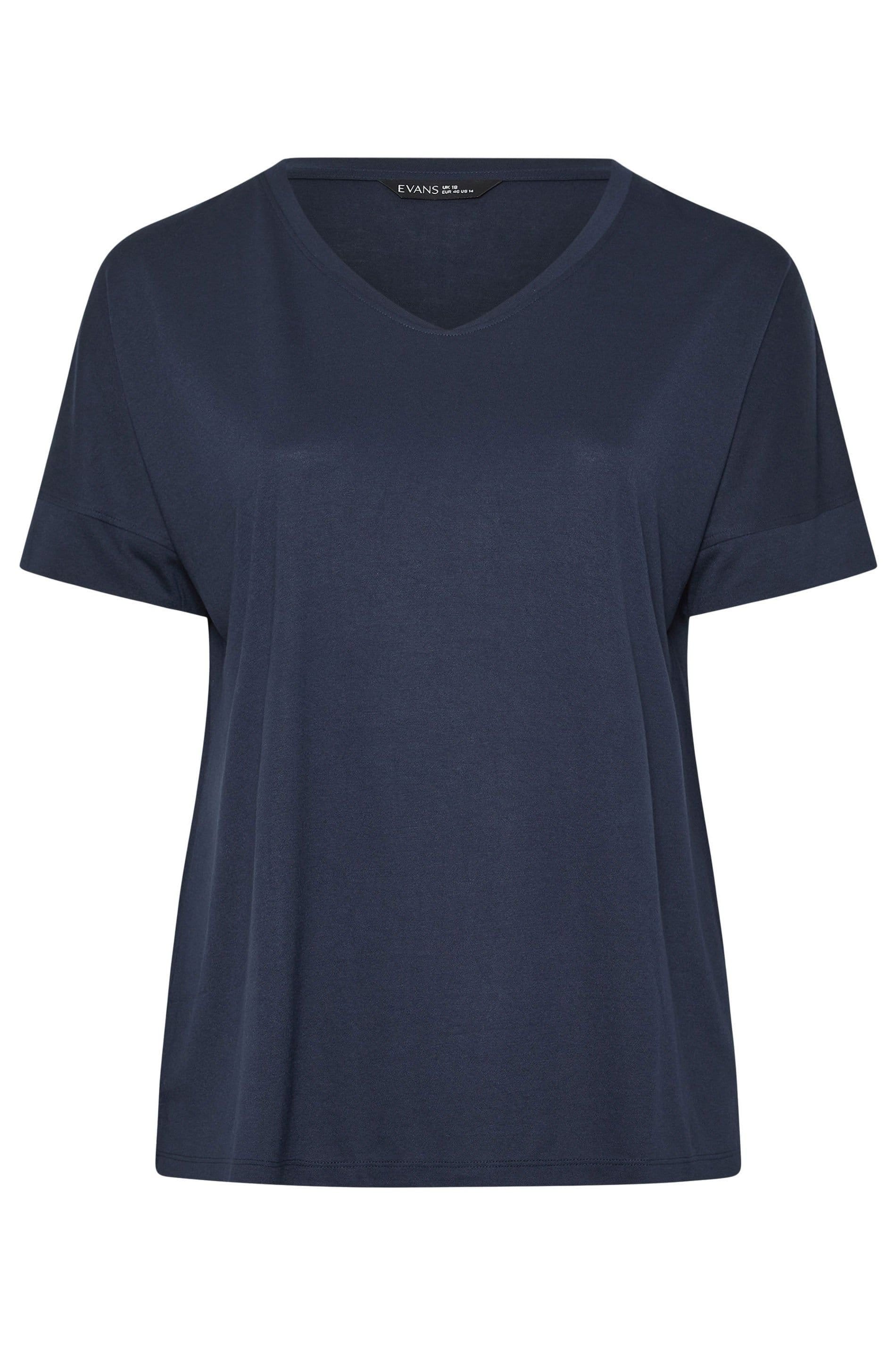 Evans Evans Women's 3 Pack Essential T-Shirts in Mid Navy - 4